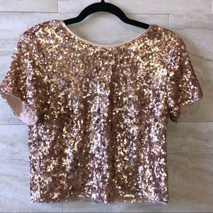 Abercrombie & Fit Rose Gold Sequin Top S Blouse